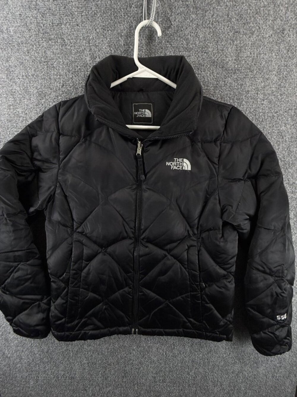 The North Face 550 Down Fill Winter Puffer Jacket Zip Logo Small Quilted Pockets